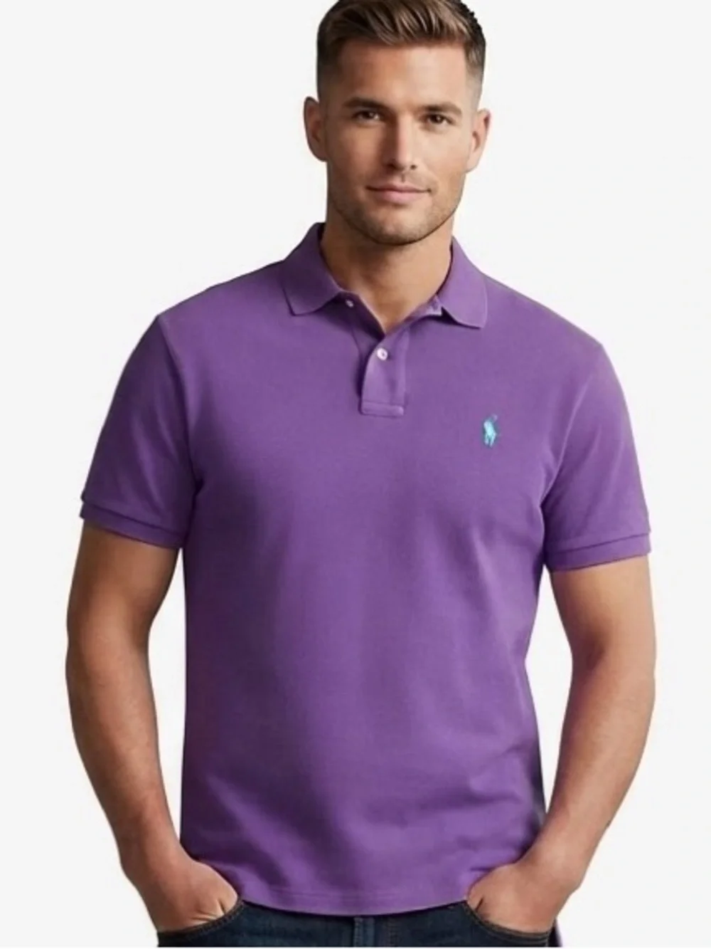 Polo Ralph Lauren Purple Classic Mesh Cotton Polo Shirt Men’s XXL Vintage
